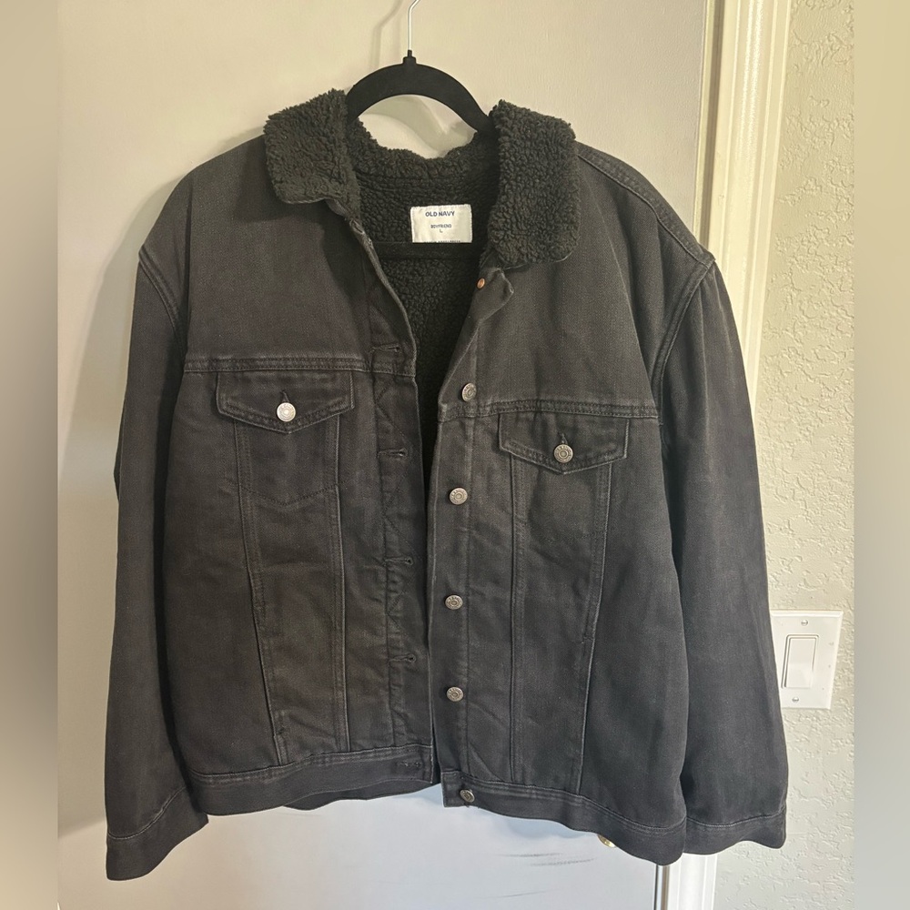 Old Navy Black Sherpa Lined Jean Jacket